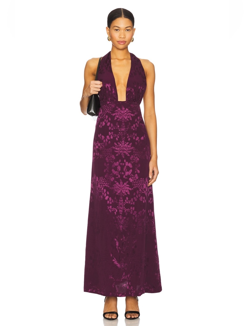 Eugenia Fernandez Mero Dress in Ivory, Bermellon & Grape Purple Halter Revolve M